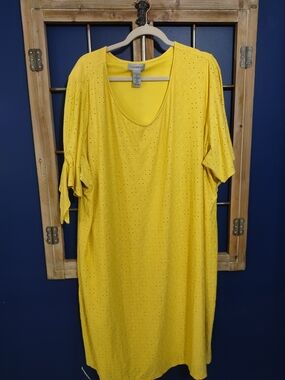 Catherines Sunny Yellow Eyelit Knit Dress